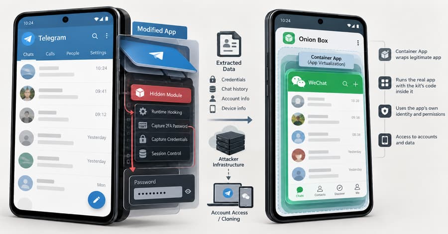Illustration de l’article : uCreator Android Spyware Can Steal Telegram 2FA Passwords and Clone WeChat Accounts