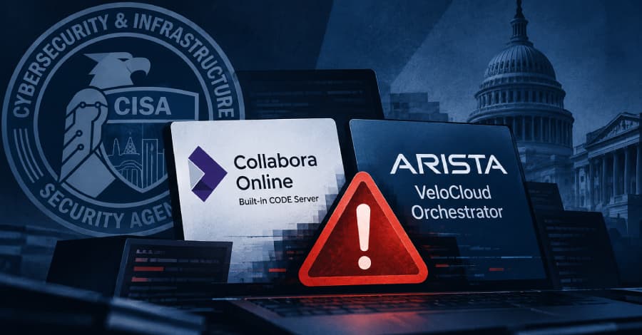 Illustration de l’article : CISA Flags Two Actively Exploited Critical Flaws in Collabora Online and Arista VeloCloud